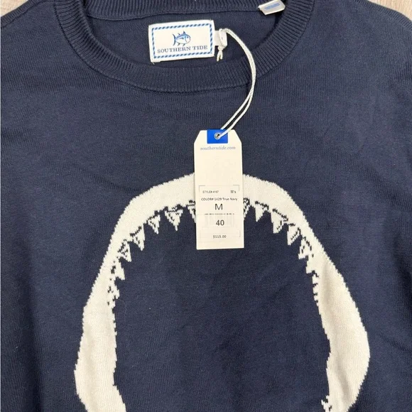 Southern Tide Men's Navy Shark Bite Crewneck Sweater